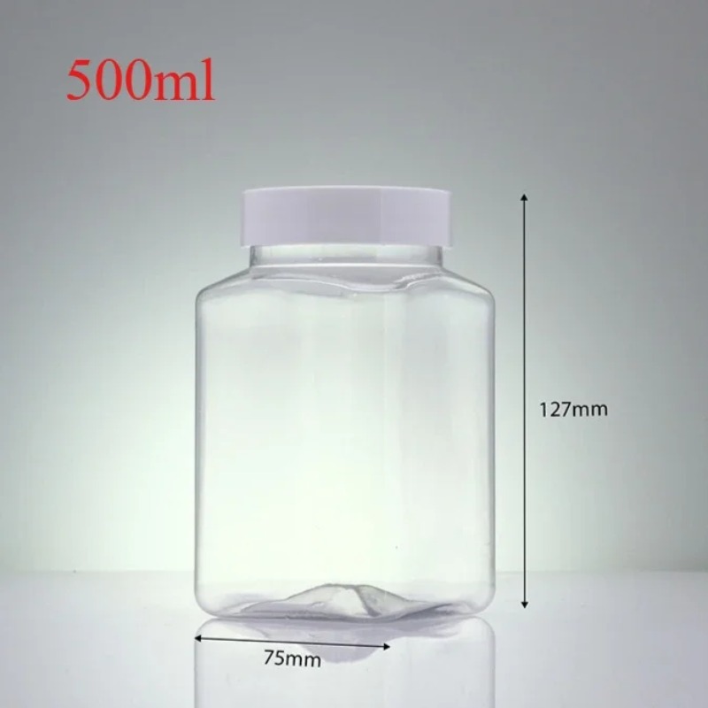 Food Storage Drums - Frascos Plásticos Transparentes Vazios de 50/100/150/500ml,