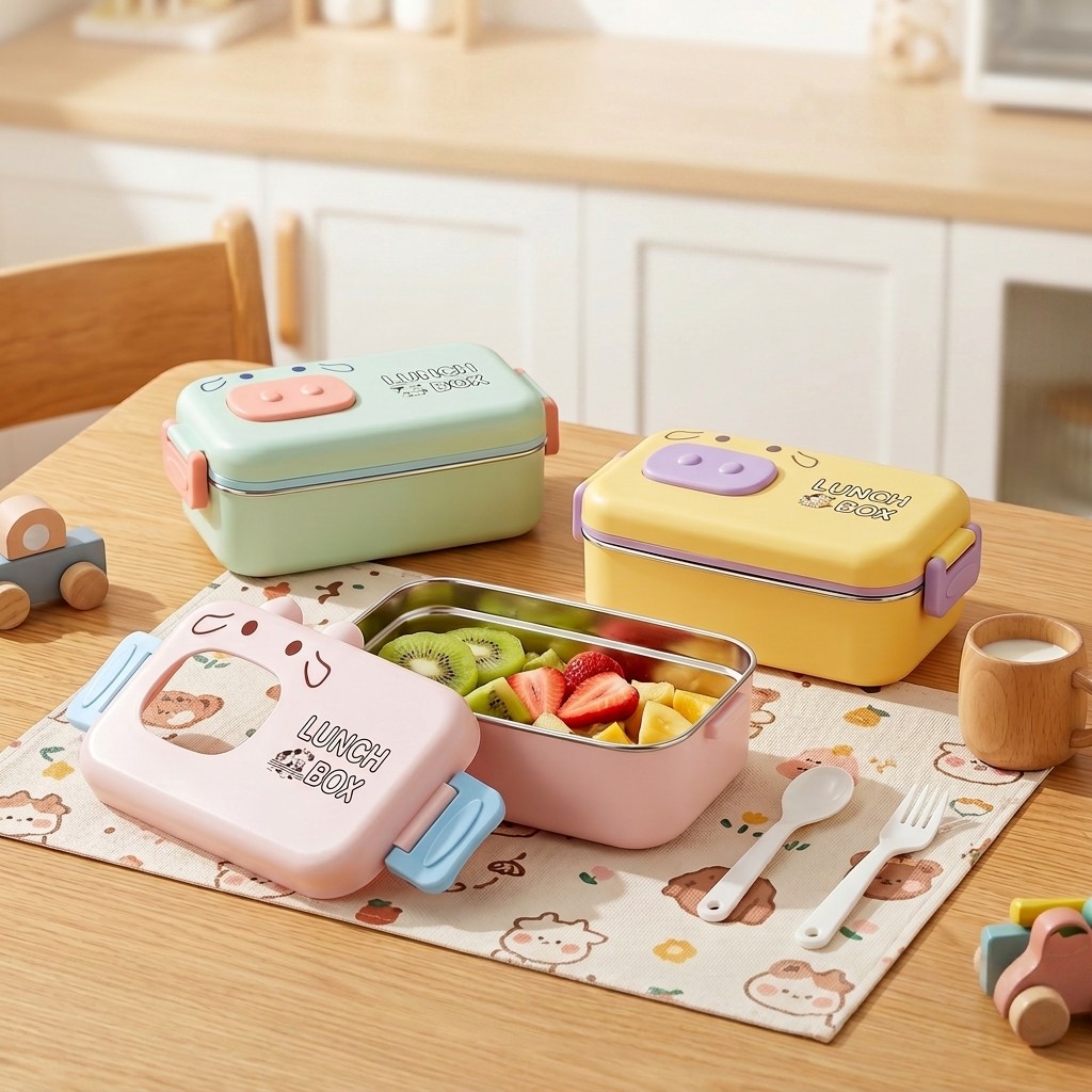 Food Storage With Scoop - Caixa Bento de Aço Inoxidável 304