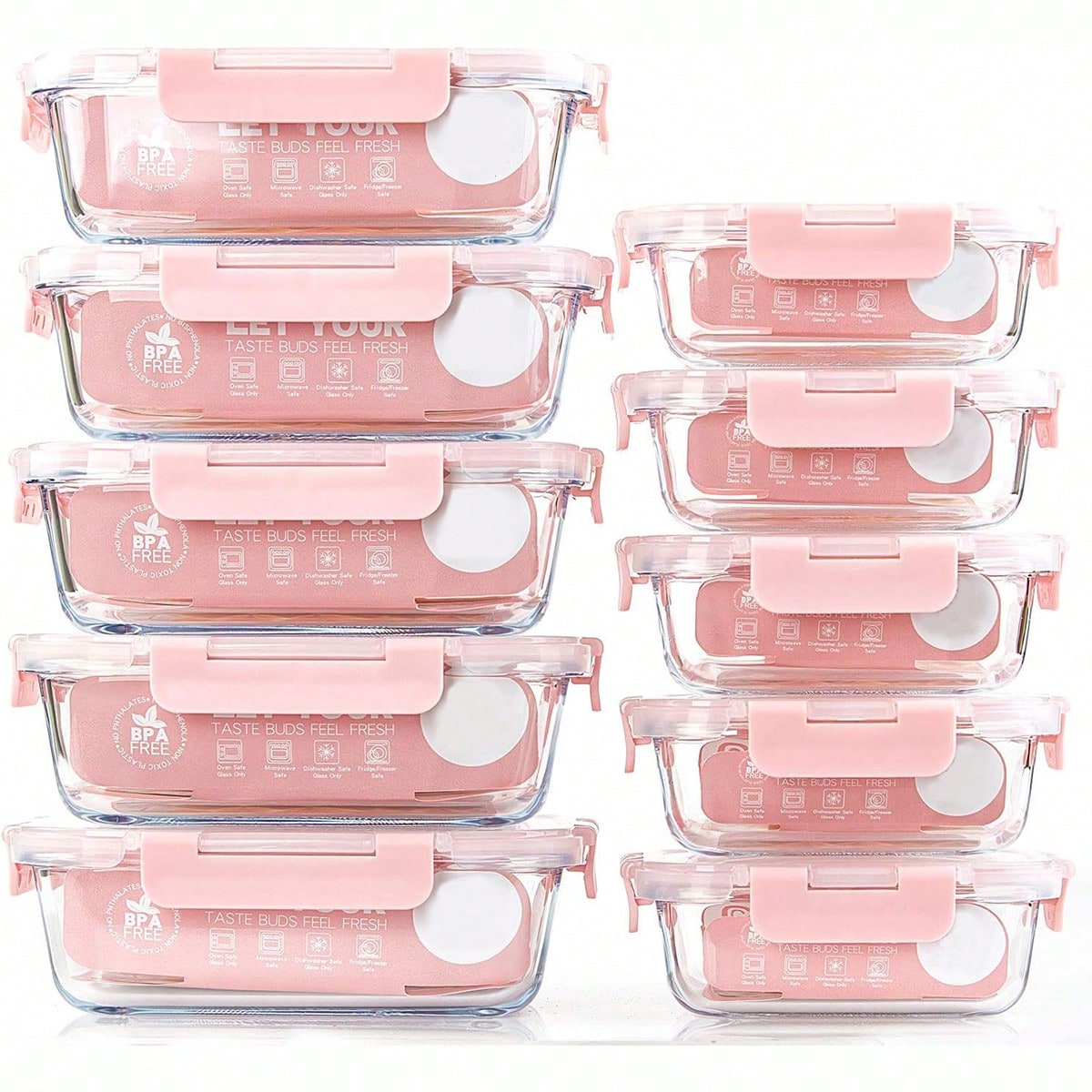 Food Storage With Colander - Conjunto de 10 Recipientes de Vidro