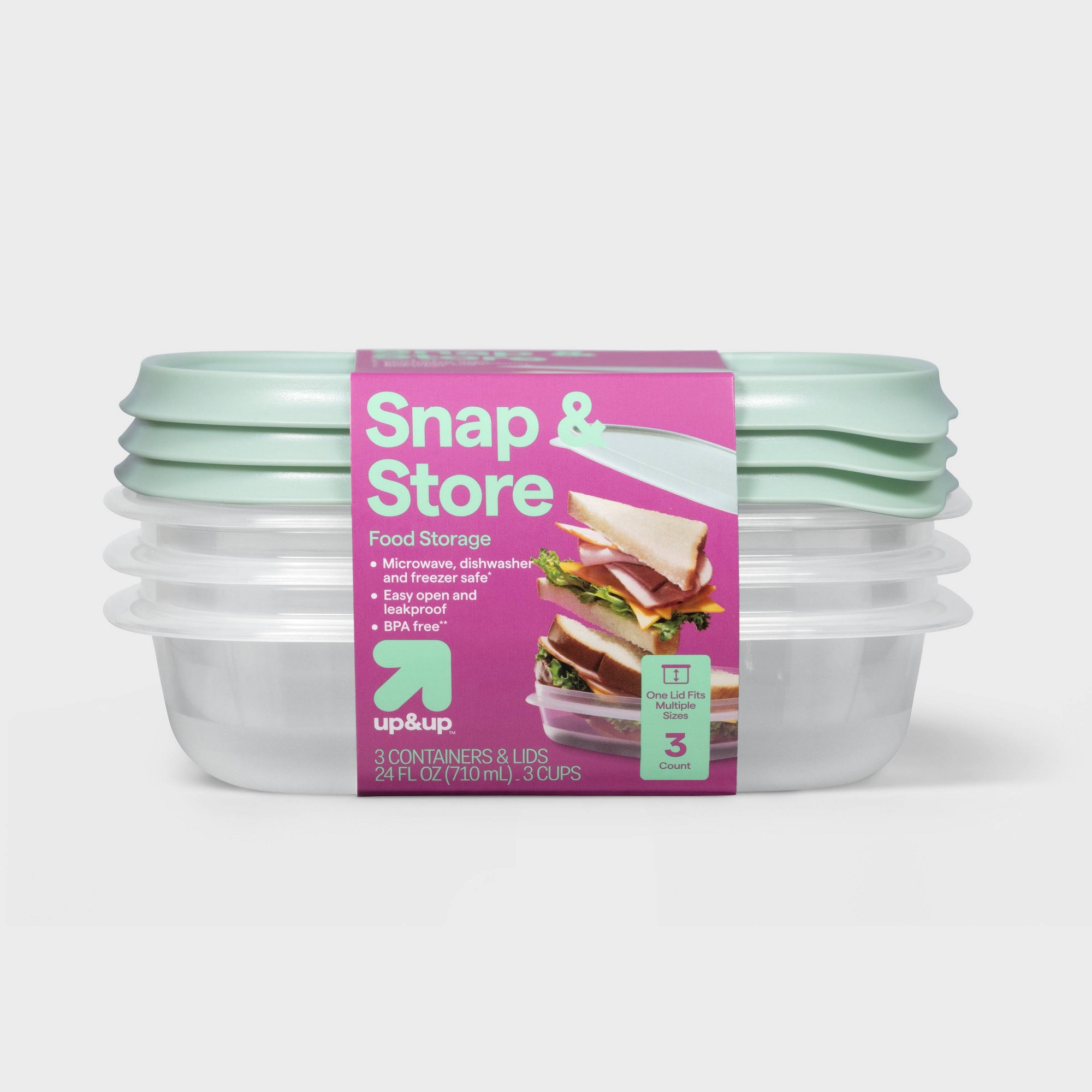 Storage Food Prep - Recipientes quadrados de 3ct para armazenamento