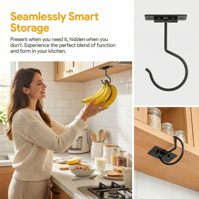 Gancho Adesivo de Metal Preto  - Food Storage Kitchen avaliação e preço